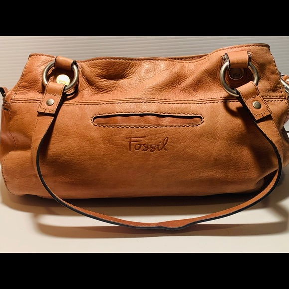 Fossil Leather Large Tan Shoulder Bag Satchel - Picture 1 of 9